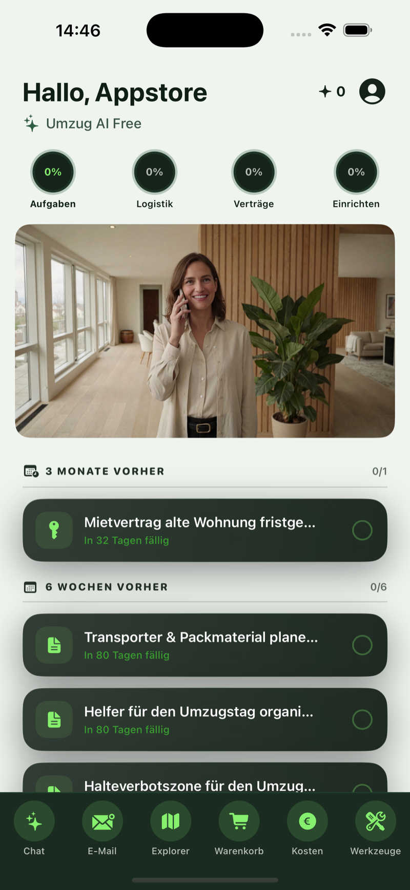 UmzugAI Aufgaben-Tab