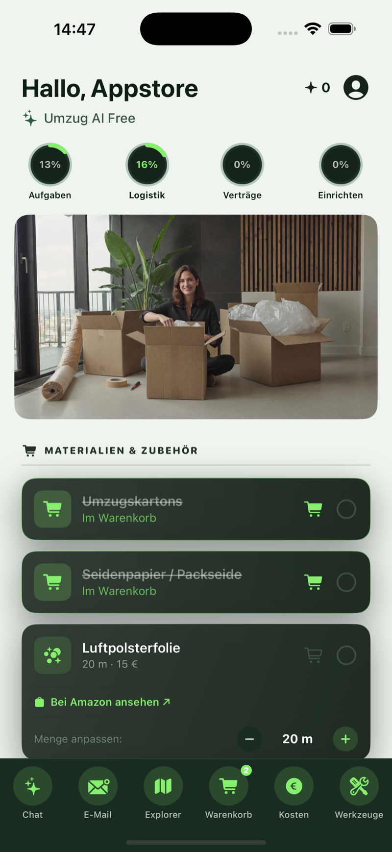 UmzugAI Logistik-Tab