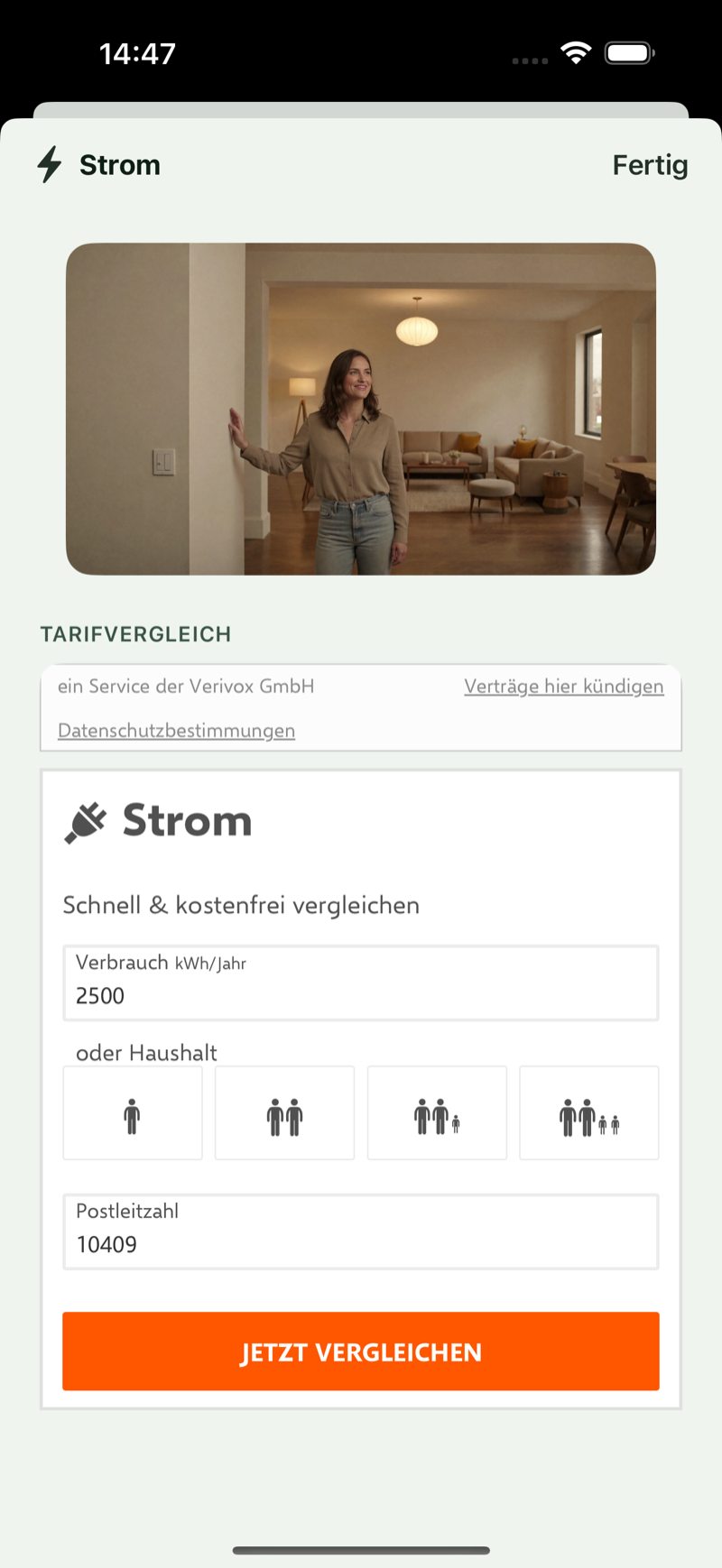 Vertrag wechseln über Verivox